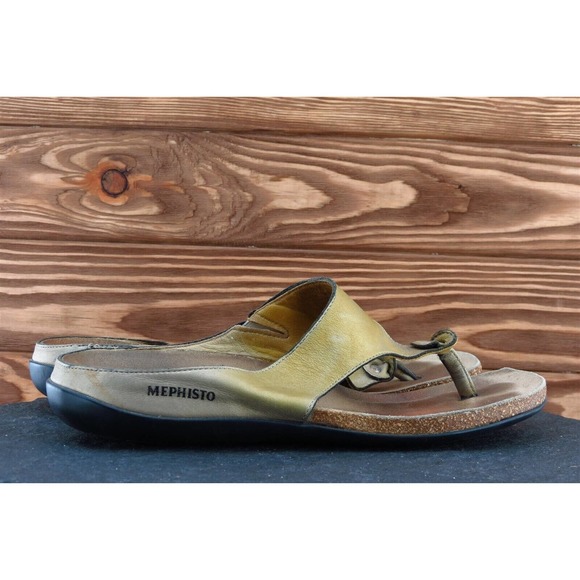 Mephisto Sz 40 M Green Flip Flop Leather Women‎ Sandals - Picture 4 of 7